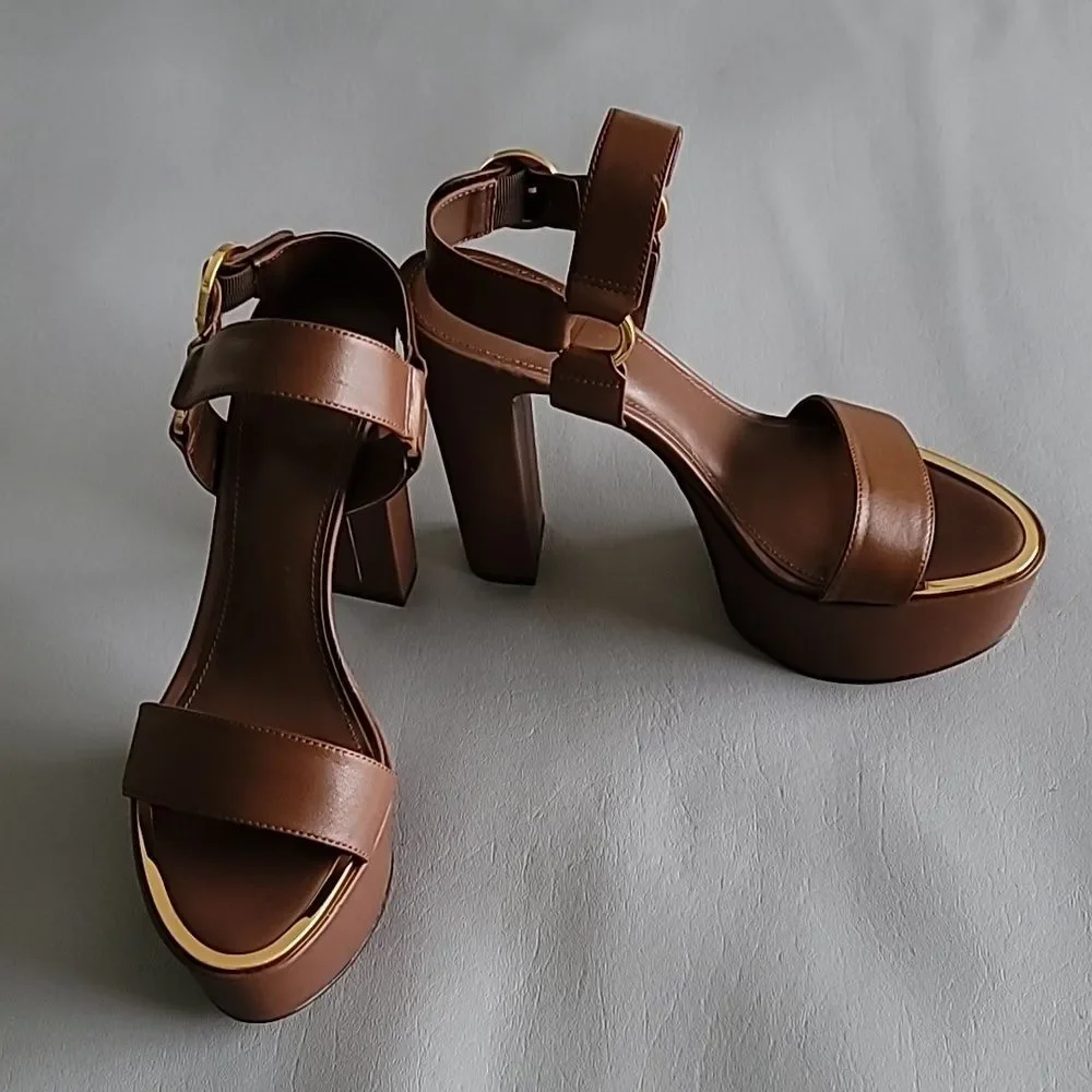 DKNY Block Heel Shila Platform Sandals Size 9M